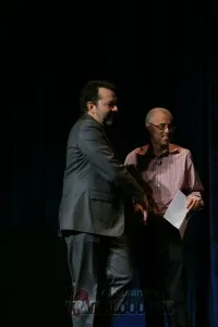 Alan Greeting the Moderator Variety's Stuart Levine