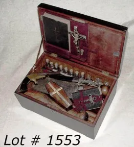 1553-Vampire-killing-kit-Rosewood-case-with-mother-of-pearl-cross-inlay-pistol-silver-bullets-in-coffin-case-silver-occult-dagger-Holy-water-vials-274x300