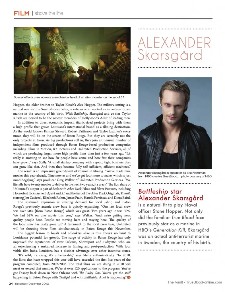 Alexander Skarsgård, vampire Erik on True Blood in Scene Magazine