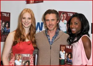 Deborah Ann Woll, Sam Trammell, and Rutina Wesley at a book signing for the True Blood Comic Book series, All Together Now
