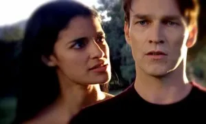 Lilith (Jessica Clark) talks to Billith (Stephen Moyer) in HBO's True Blood Season 6, Episode 2, entitled 'The Sun'