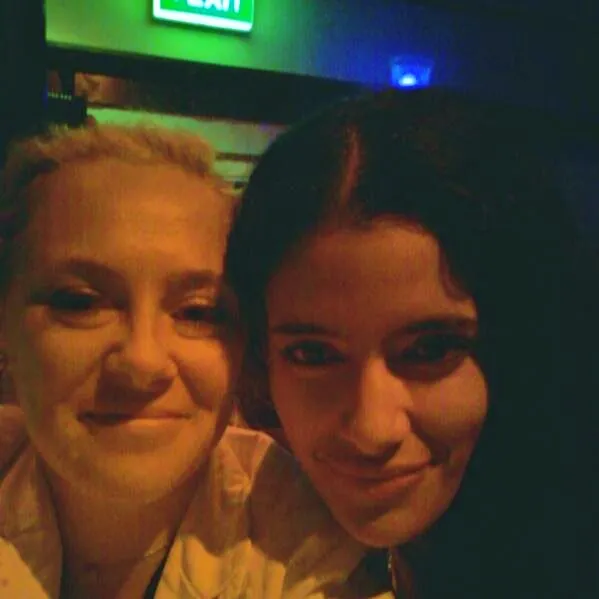 Author's selfie with Jessica Clark (who plays Lilith in HO's True Blood)