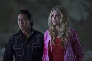 Pam (Kristin Bauer van Straten) and Mr Gus (Will Yun Lee) star in HBO's True Blood Season 7 Episode 8 (entitled 'Almost Home')